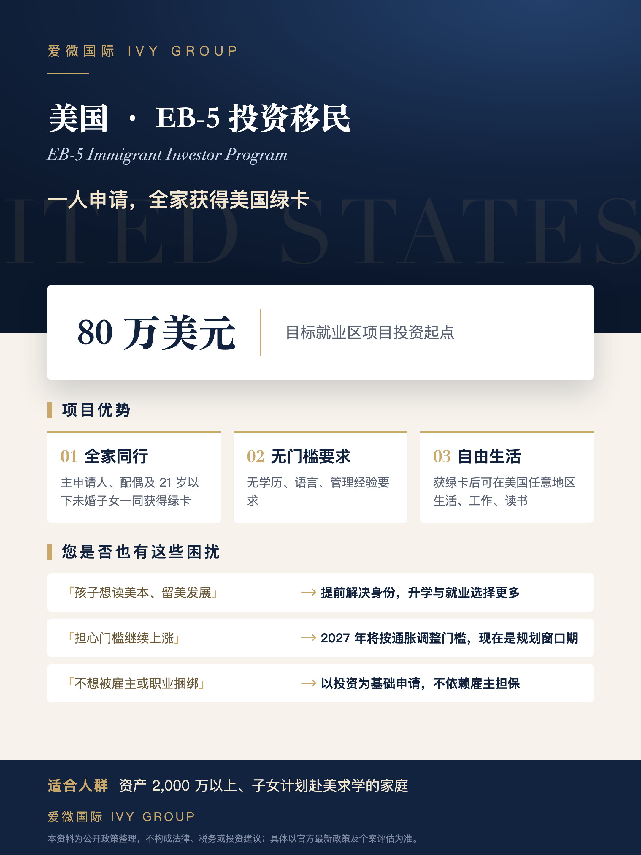 美国 · EB-5 投资移民项目单页