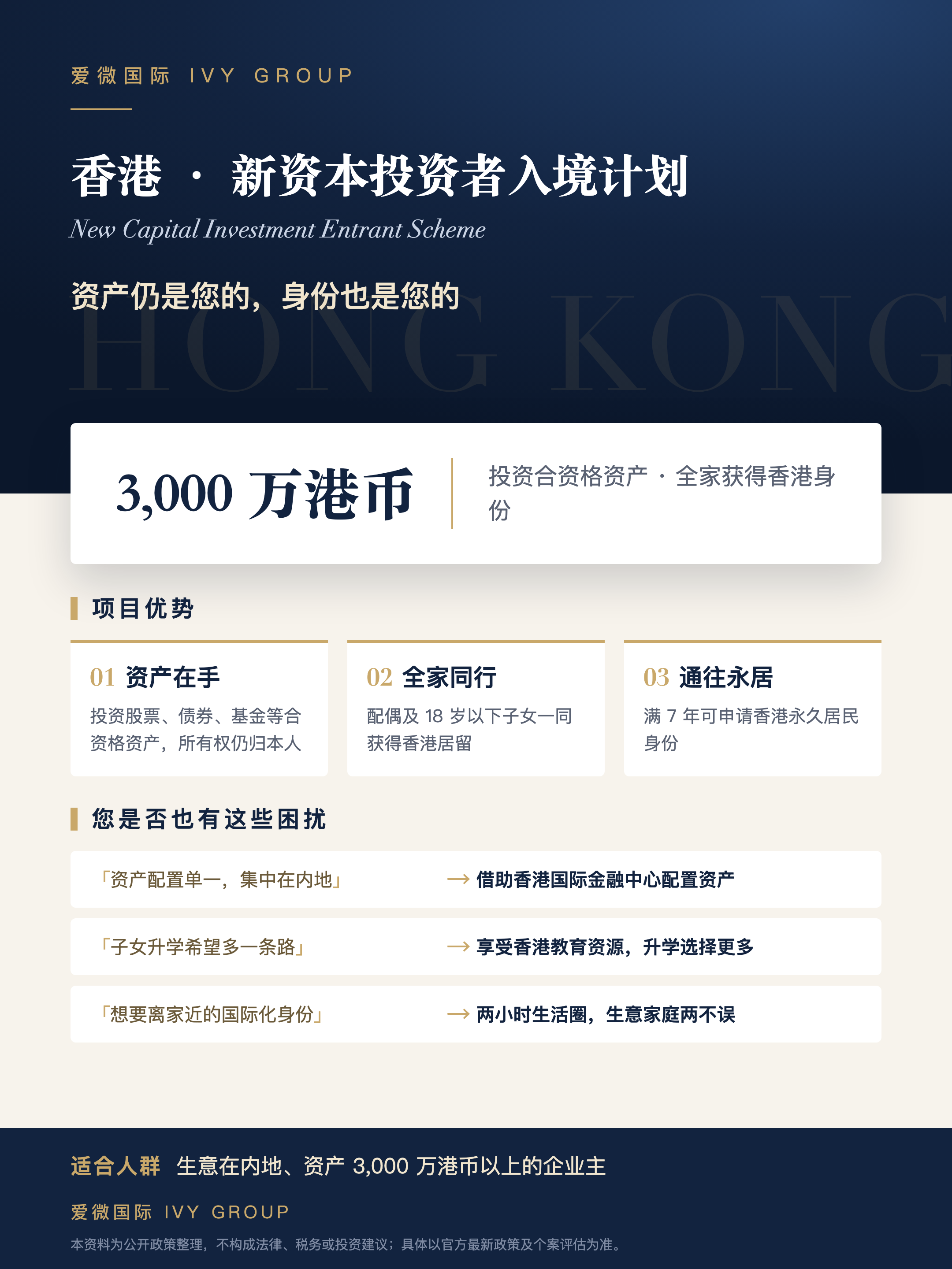 香港 · 新资本投资者入境计划项目单页